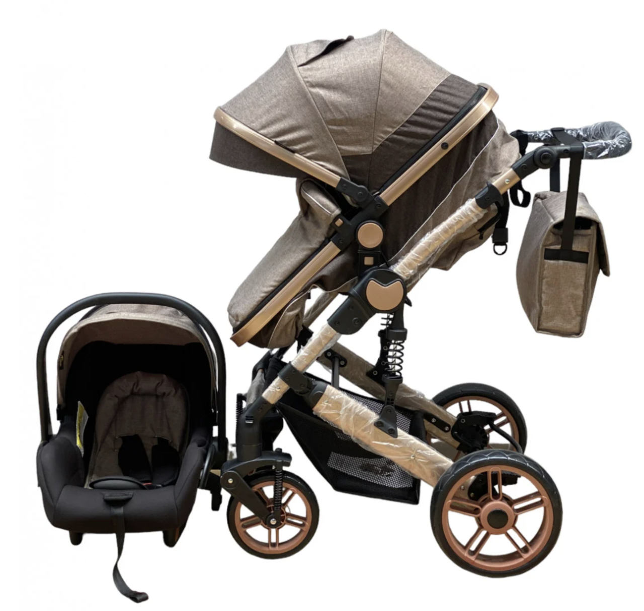 Carucior 3 in 1, landou transformabil in sport si scoica, pliabil, reversibil, 588 Crem [4]