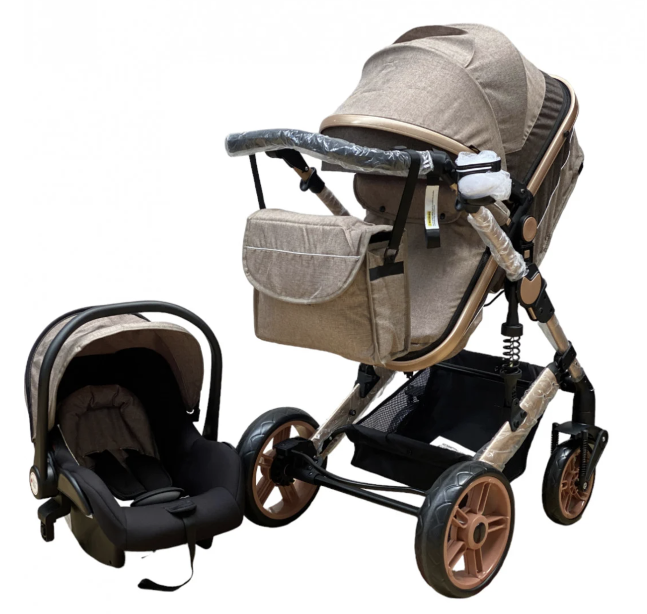 Carucior 3 in 1, landou transformabil in sport si scoica, pliabil, reversibil, 588 Crem [5]