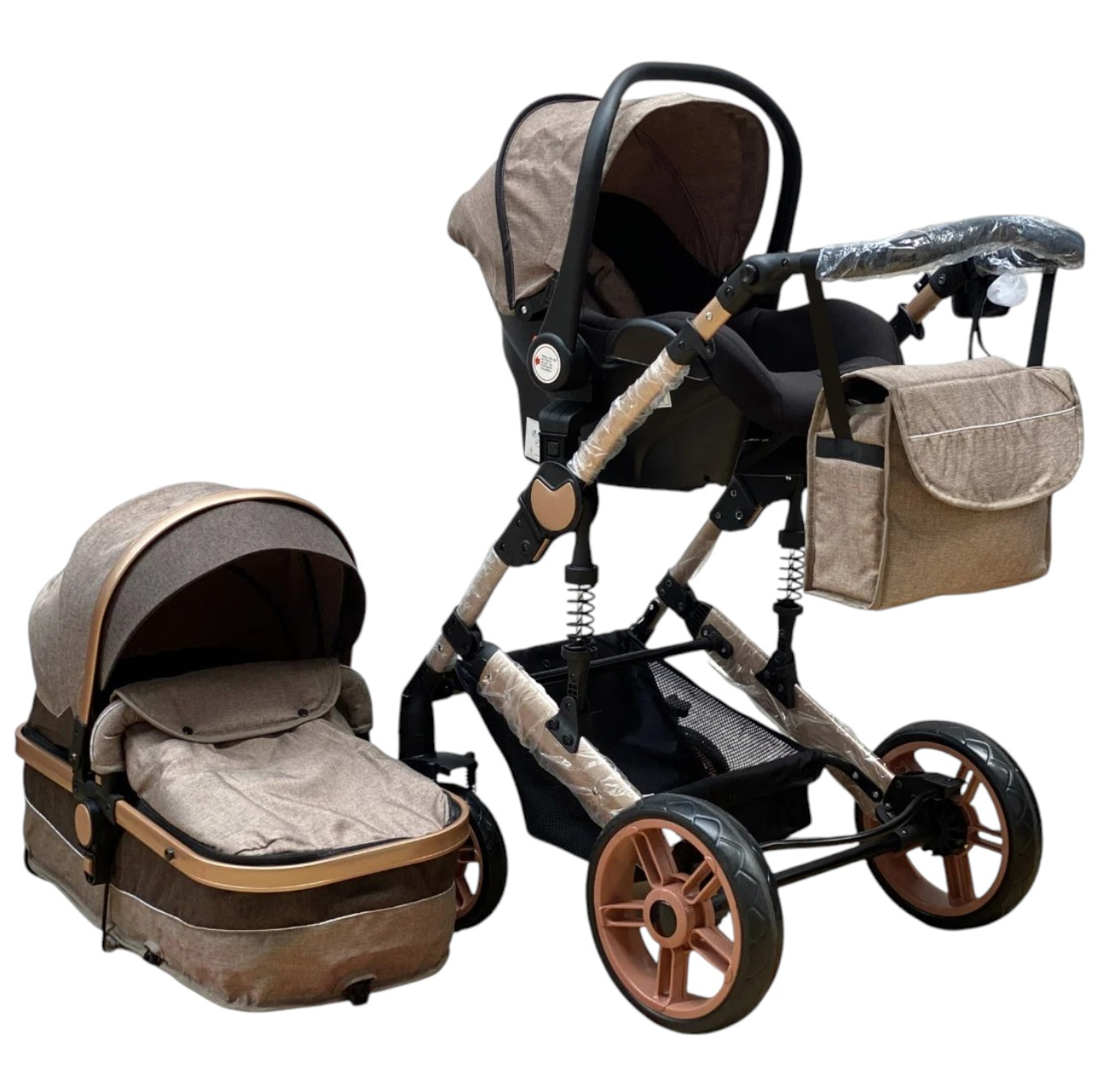 Carucior 3 in 1, landou transformabil in sport si scoica, pliabil, reversibil, 588 Crem [2]