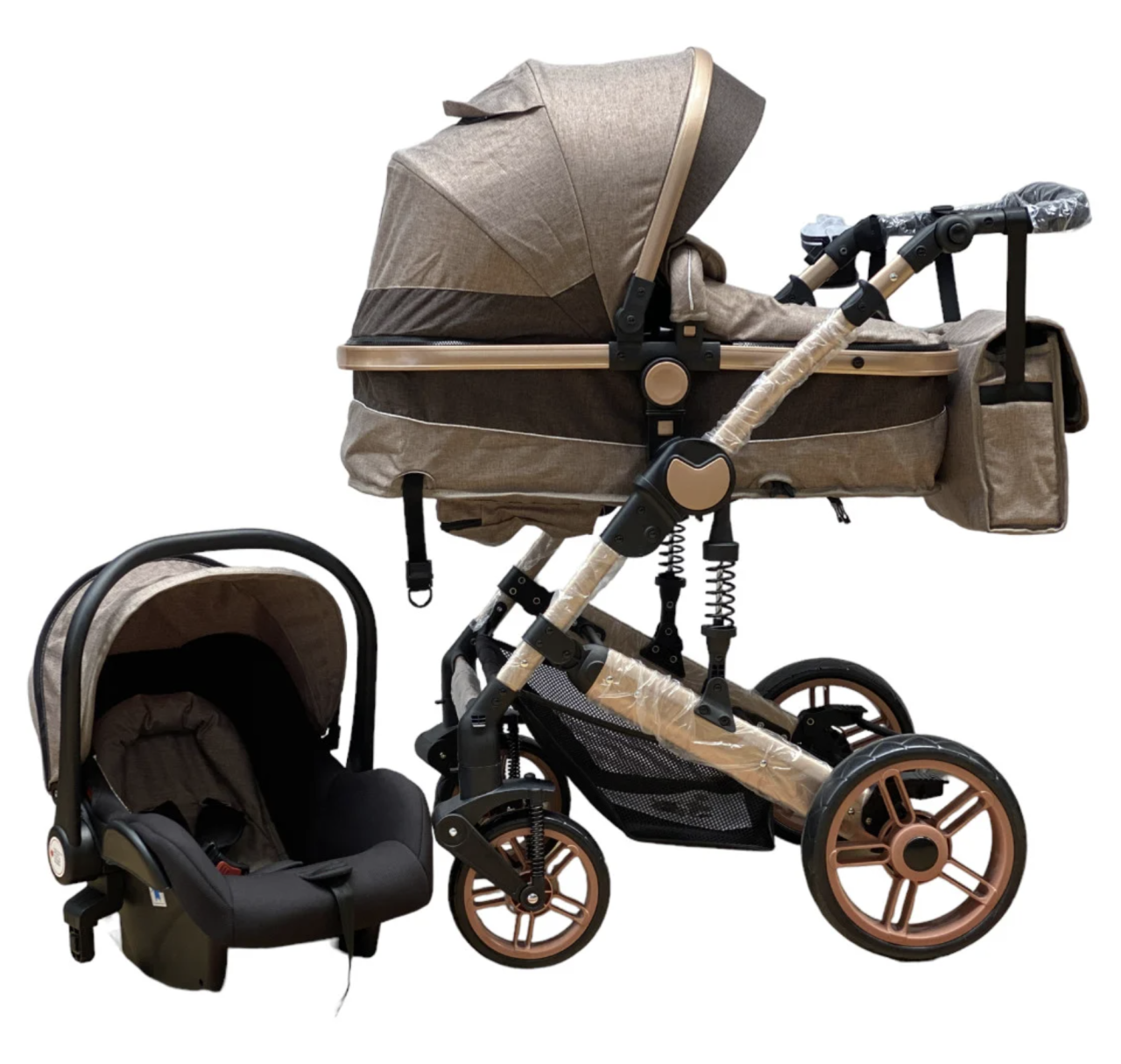 Carucior 3 in 1, landou transformabil in sport si scoica, pliabil, reversibil, 588 Crem [3]