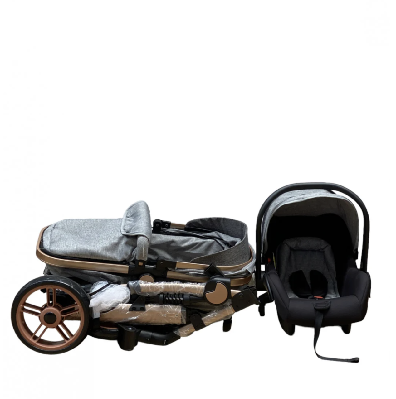 Carucior 3 in 1, landou transformabil in sport si scoica, pliabil, reversibil, 588 Gri [8]