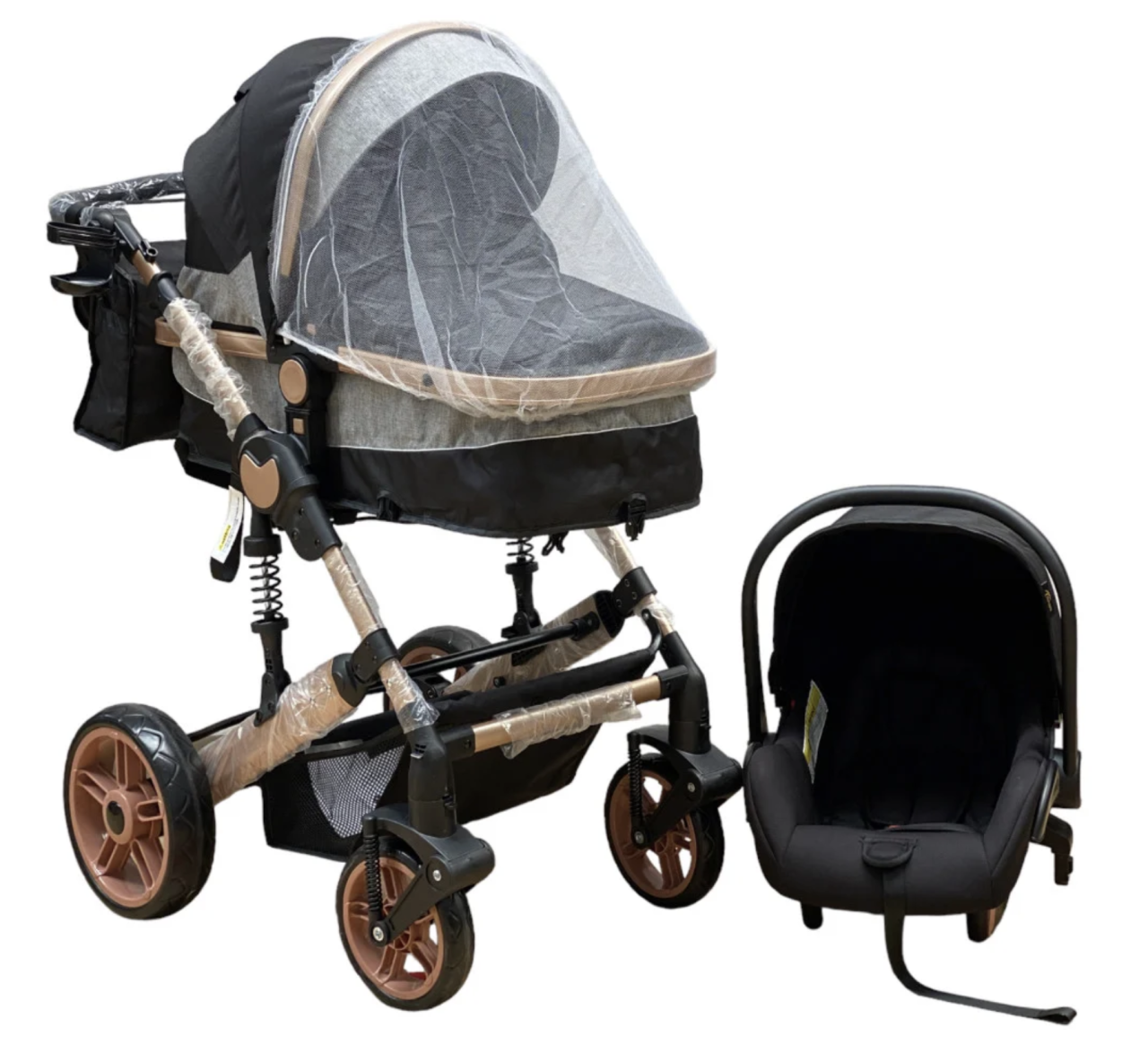 Carucior 3 in 1, landou transformabil in sport si scoica, pliabil, reversibil, 588 Negru [4]