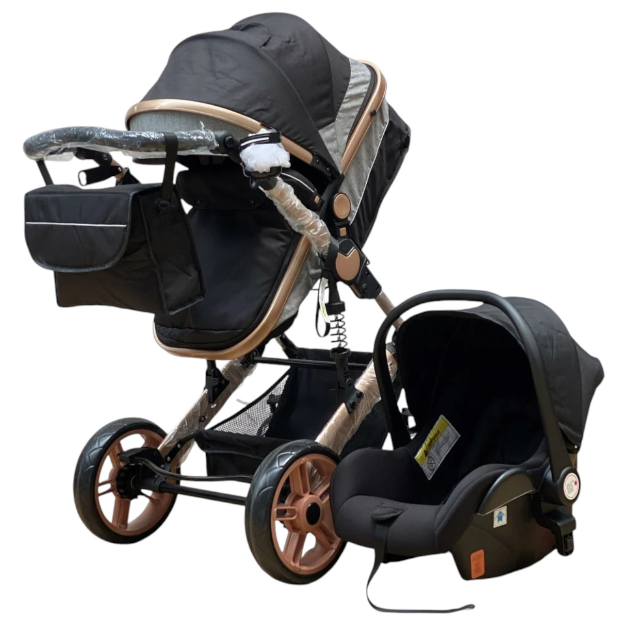 Carucior 3 in 1, landou transformabil in sport si scoica, pliabil, reversibil, 588 Negru [2]