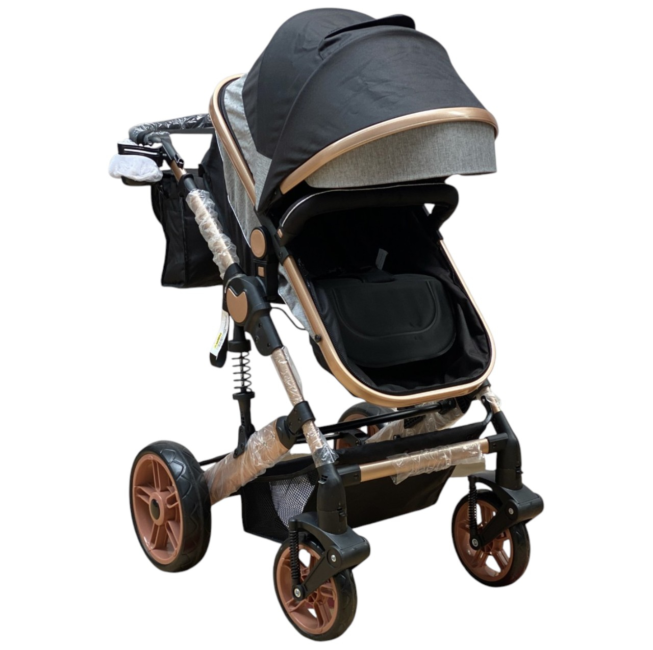 Carucior 3 in 1, landou transformabil in sport si scoica, pliabil, reversibil, 588 Negru [7]