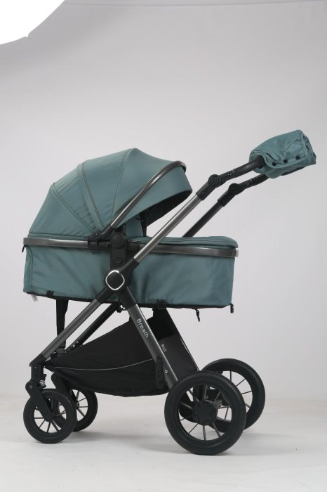 Carucior 3 in 1 Luxmom A4, Verde, Dublu Reversibil cu Scoica [4]