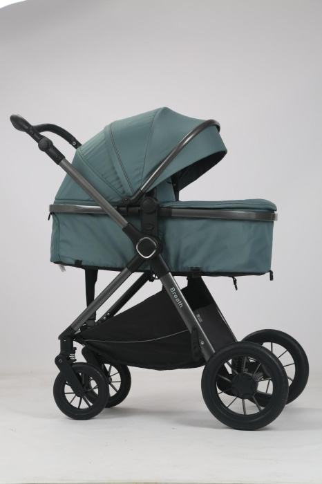 Carucior 3 in 1 Luxmom A4, Verde, Dublu Reversibil cu Scoica [3]