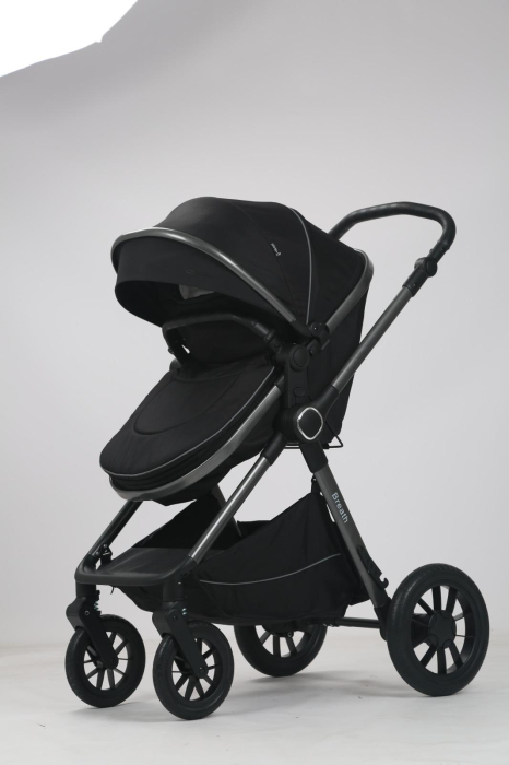 Carucior 3 in 1 Luxmom A4, Negru, Dublu Reversibil cu Scoica [6]