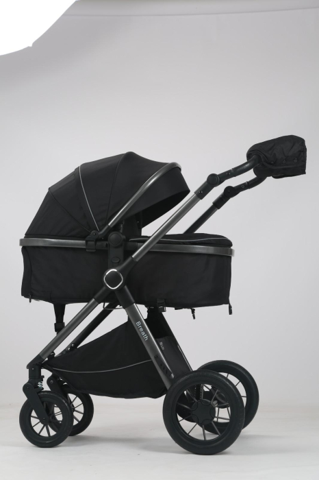 Carucior 3 in 1 Luxmom A4, Negru, Dublu Reversibil cu Scoica [4]
