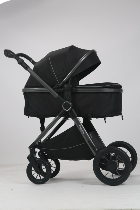 Carucior 3 in 1 Luxmom A4, Negru, Dublu Reversibil cu Scoica [3]