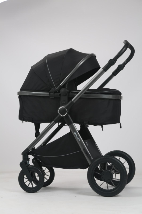 Carucior 3 in 1 Luxmom A4, Negru, Dublu Reversibil cu Scoica [2]