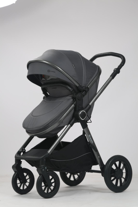 Carucior 3 in 1 Luxmom A4, Gri, Dublu Reversibil cu Scoica [6]