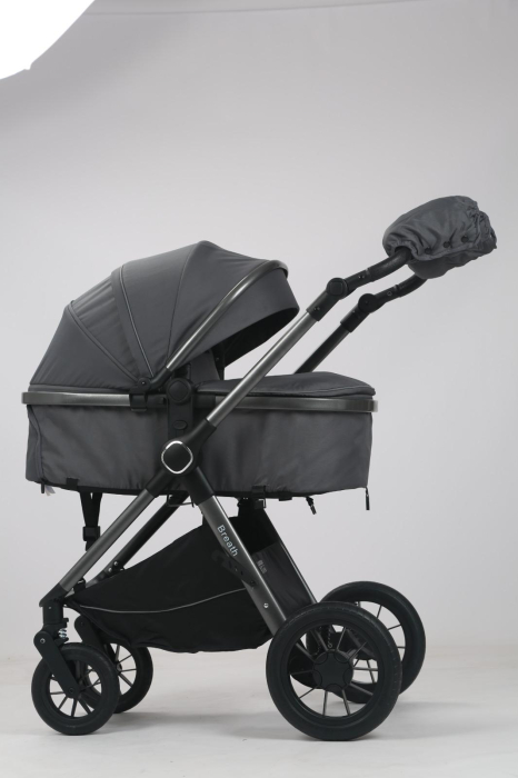 Carucior 3 in 1 Luxmom A4, Gri, Dublu Reversibil cu Scoica [4]