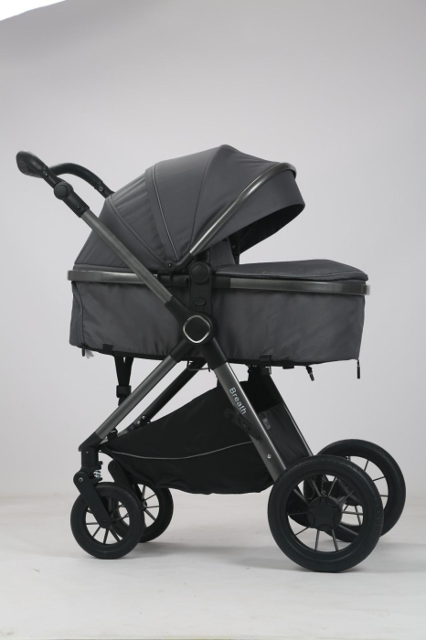Carucior 3 in 1 Luxmom A4, Gri, Dublu Reversibil cu Scoica [3]