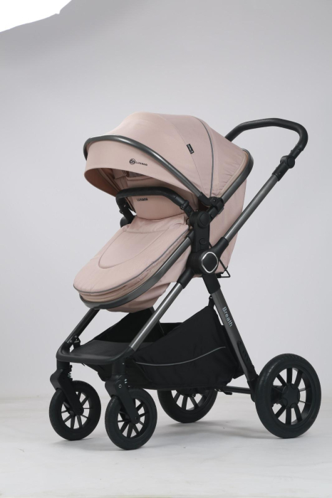 Carucior 3 in 1 Luxmom A4, Crem, Dublu Reversibil cu Scoica [5]