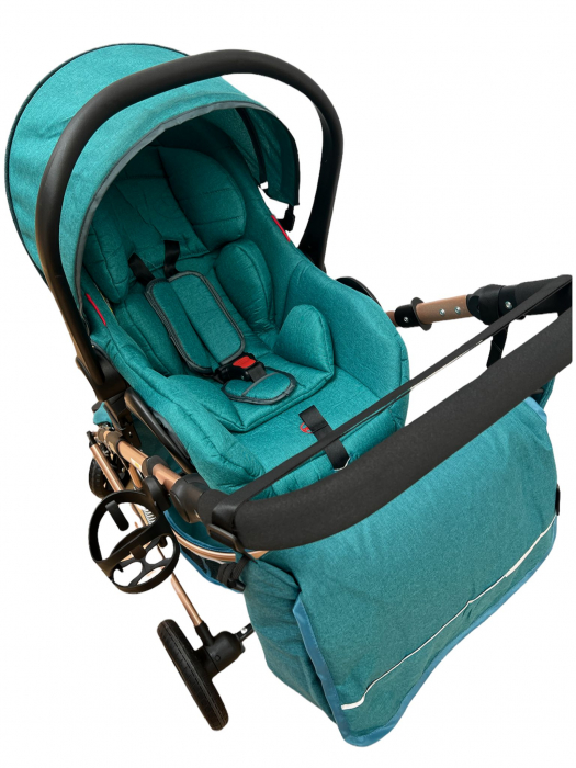 Carucior 3 in 1, reversibil, cu suspensii, reversibil, compact, T2 New, Verde inchis [3]