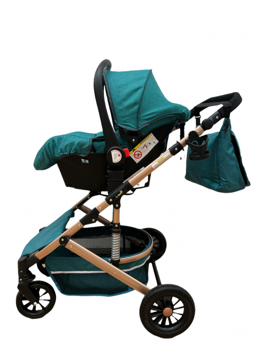 Carucior 3 in 1, reversibil, cu suspensii, reversibil, compact, T2 New, Verde inchis [4]