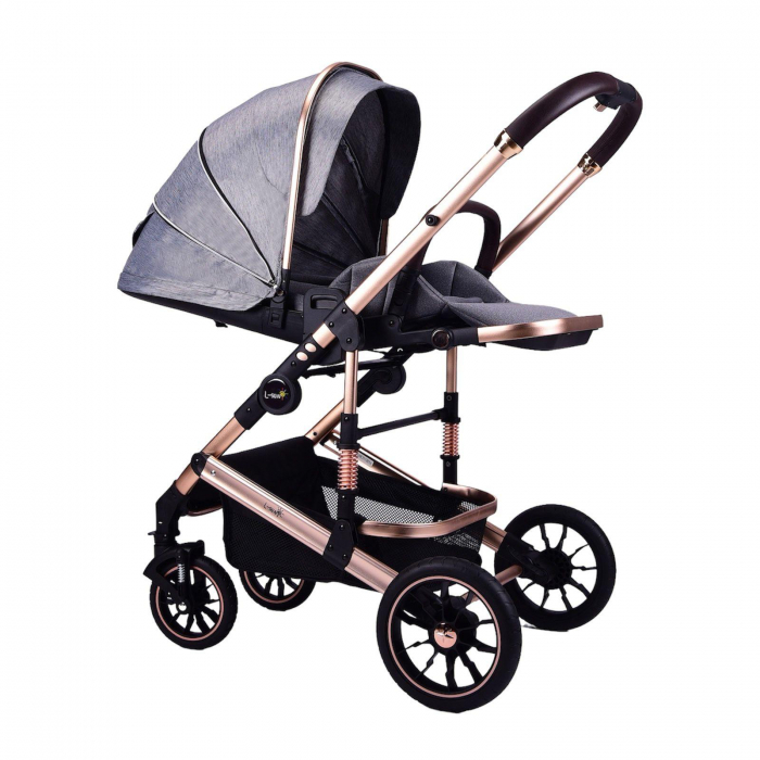 Carucior 3 in 1 transformabil, reversibil, pliabil, F6 Luxury Grey [5]