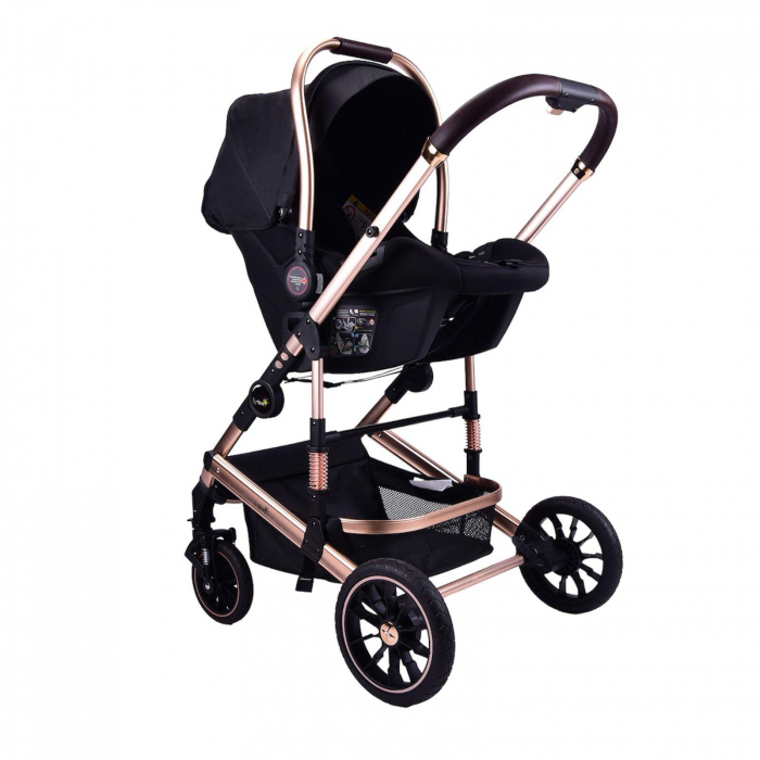 Carucior 3 in 1 transformabil, reversibil, pliabil, F6 Luxury Black [10]