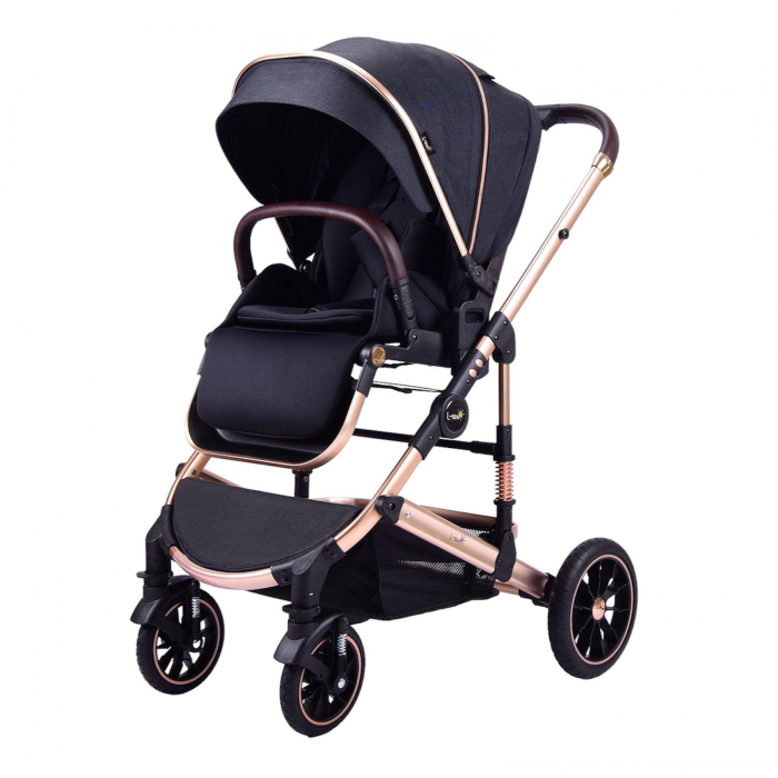 Carucior 3 in 1 transformabil, reversibil, pliabil, F6 Luxury Black [4]