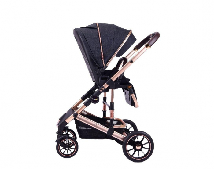 Carucior 3 in 1 transformabil, reversibil, pliabil, F6 Luxury Black [7]
