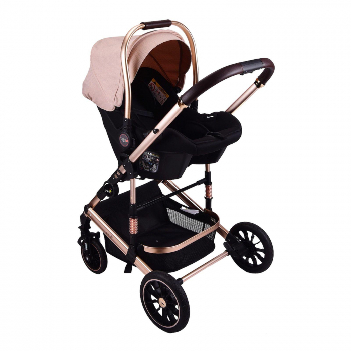 Carucior 3 in 1 transformabil, reversibil, pliabil, F6 Luxury Cream [12]
