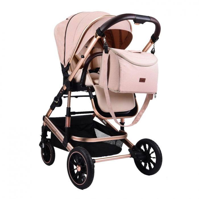 Carucior 3 in 1 transformabil, reversibil, pliabil, F6 Luxury Cream [5]