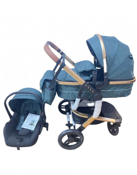 Carucior 3 in 1cu maner reversibil, transformabil landou-sport si scoica, 517 Verde [6]