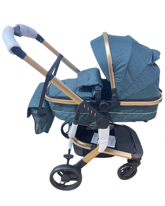 Carucior 3 in 1cu maner reversibil, transformabil landou-sport si scoica, 517 Verde [7]
