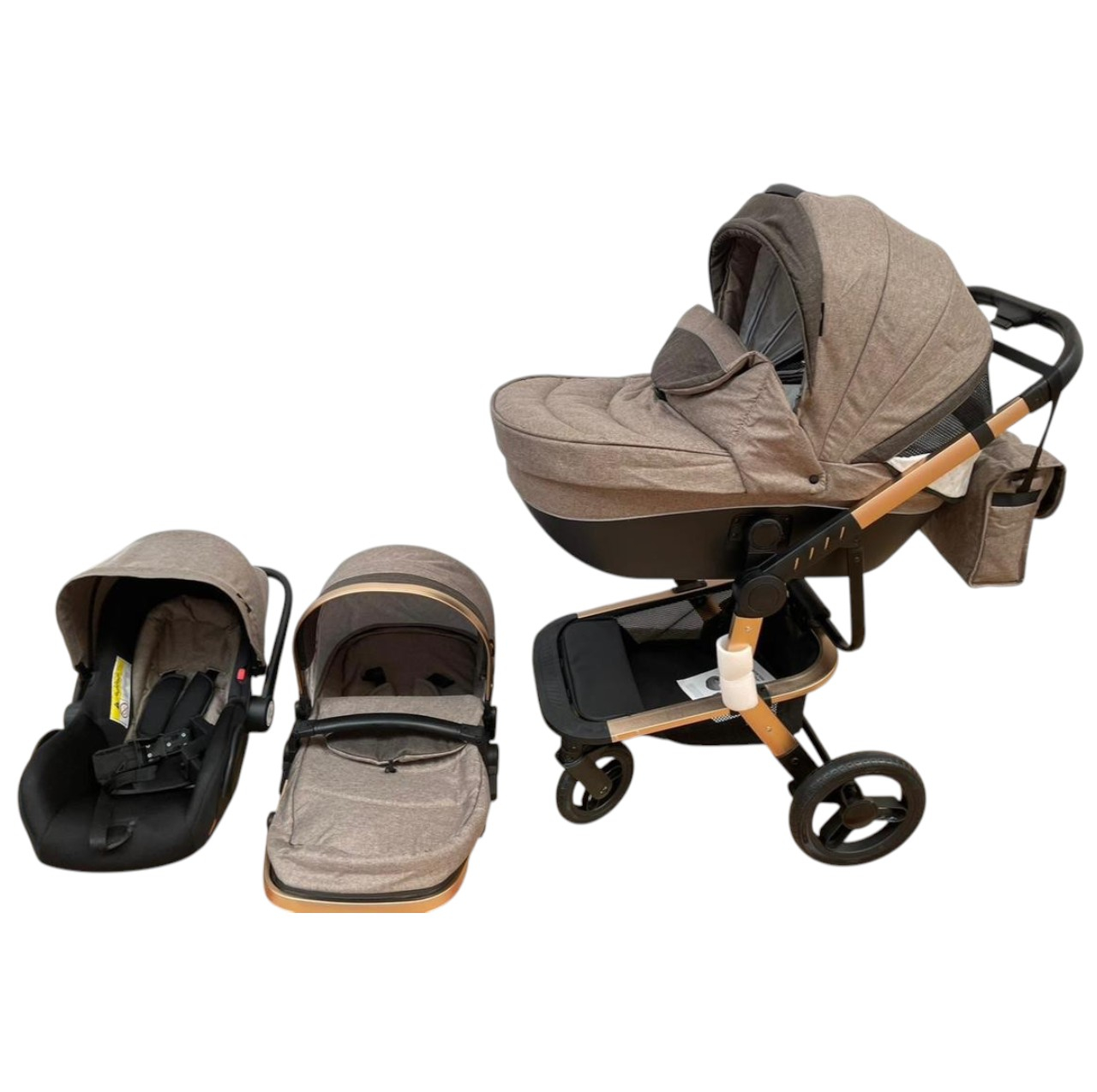 Carucior 518C Crem, 3 in 1, cu landou, carucior sport si scoica, reversibil [5]