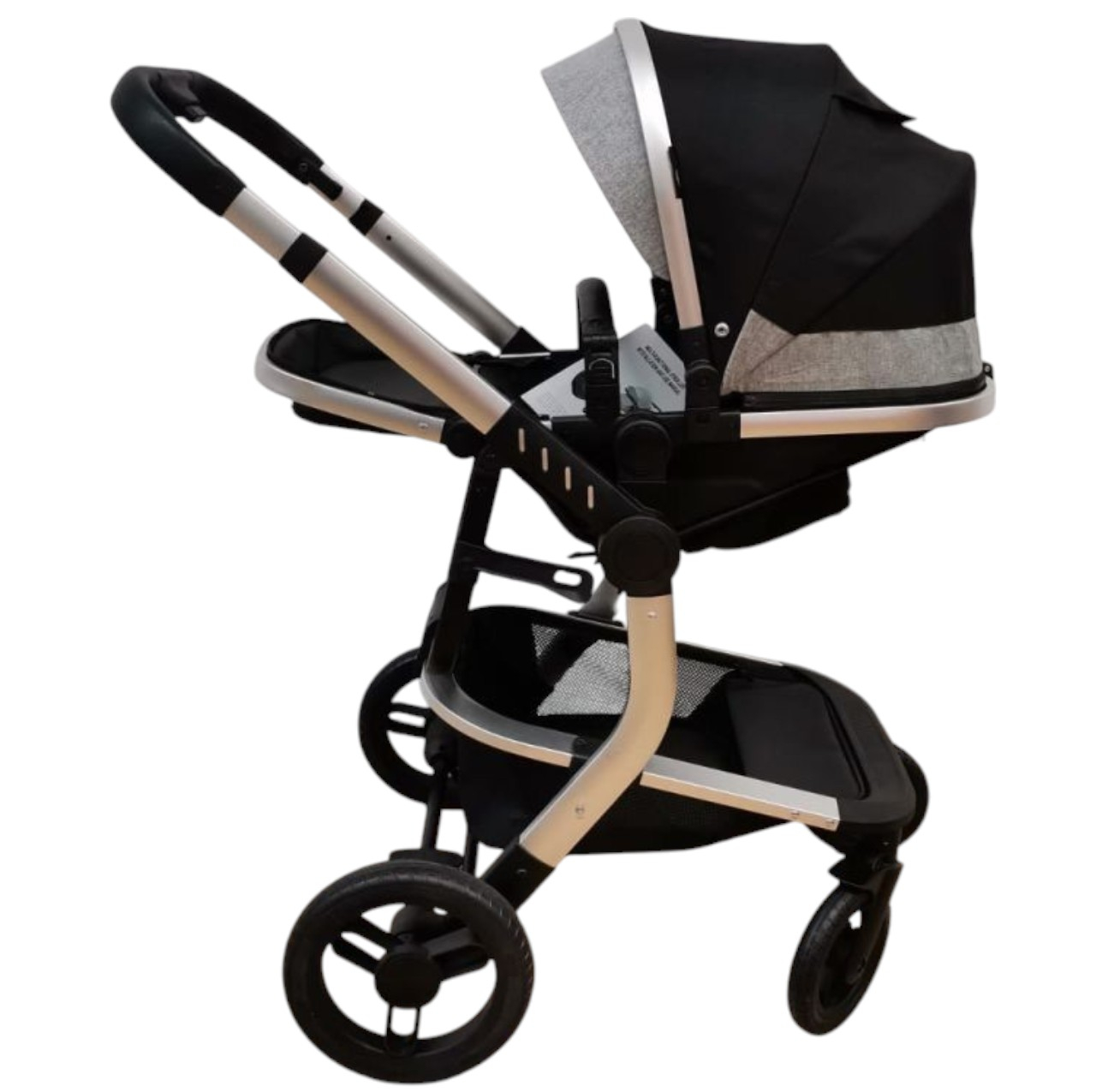 Carucior 518C Negru, 3 in 1, cu landou, carucior sport si scoica, reversibil [10]