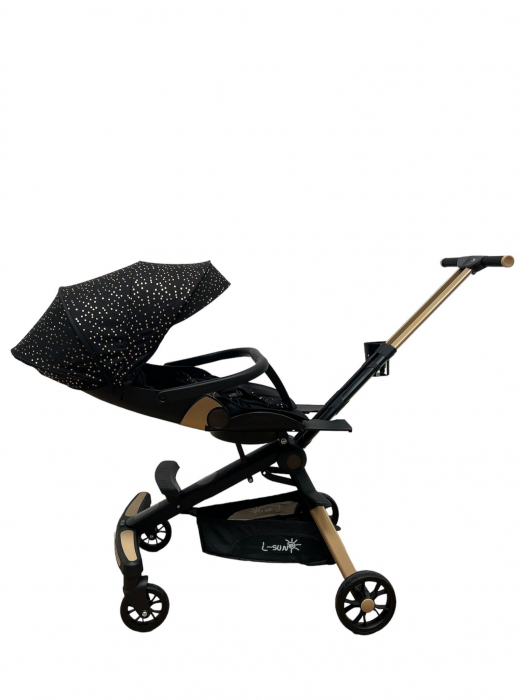 Carucior C2 Deluxe, reversibil, pliabil, cu lumini si muzica, Negru [12]