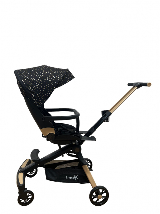 Carucior C2 Deluxe, reversibil, pliabil, cu lumini si muzica, Negru [10]