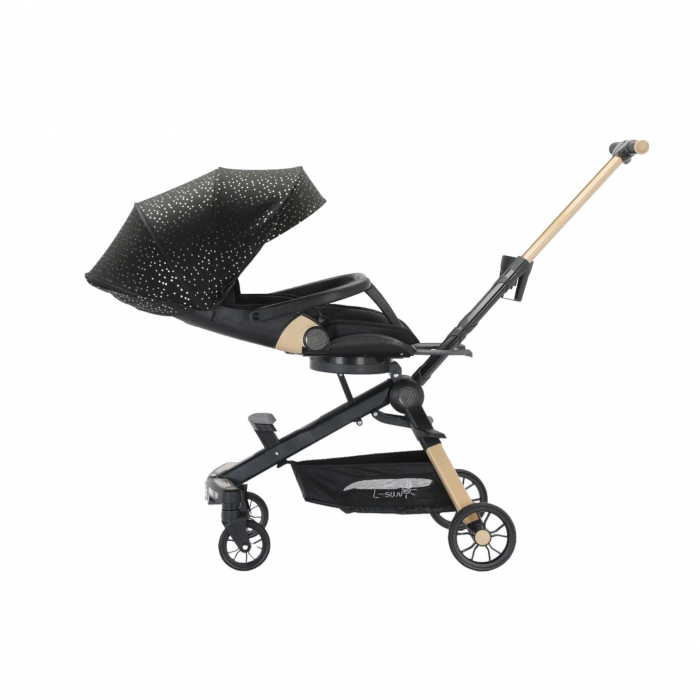 Carucior C2 Deluxe, reversibil, pliabil, cu lumini si muzica, Negru [4]