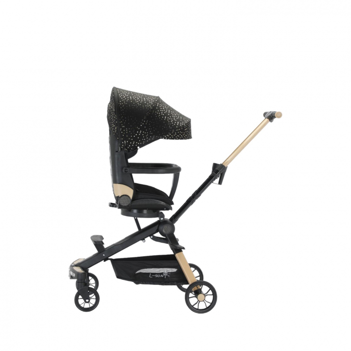 Carucior C2 Deluxe, reversibil, pliabil, cu lumini si muzica, Negru [2]