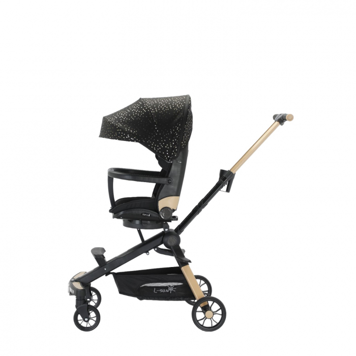 Carucior C2 Deluxe, reversibil, pliabil, cu lumini si muzica, Negru [3]