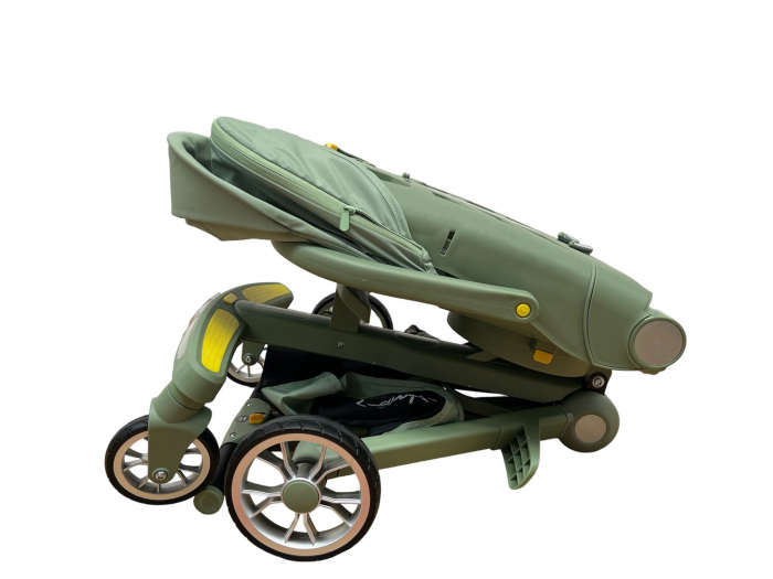Carucior C2 Deluxe, reversibil, pliabil, cu lumini si muzica, Verde cu negru [5]
