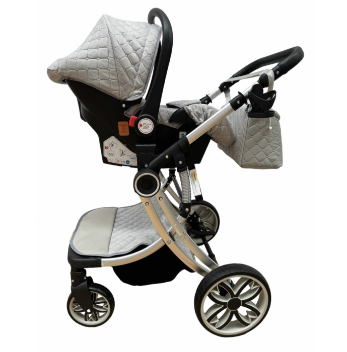Carucior Multifunctional 3 in 1, F1 Gri Forma de Ou Reversibil cu Scoica [6]