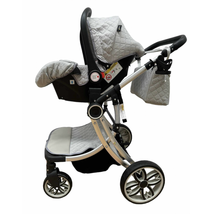 Carucior Multifunctional 3 in 1, F1 Gri Forma de Ou Reversibil cu Scoica [5]