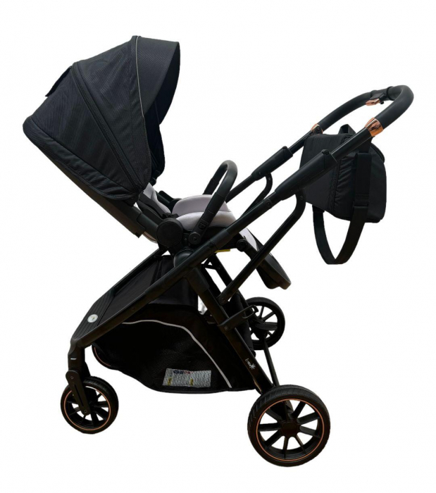 Carucior reversibil pliabil, cu husa picioare, 0-36 luni, C7 Negru [11]