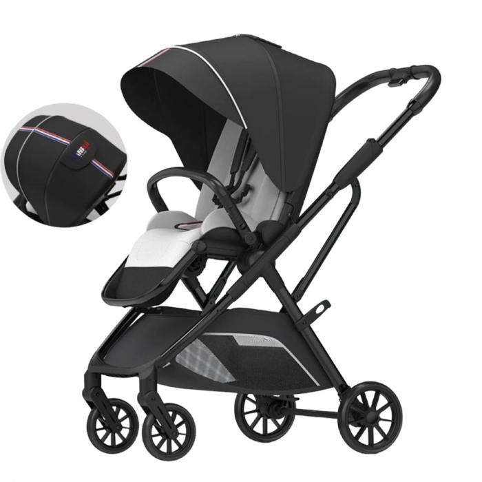 Carucior reversibil pliabil, cu husa picioare, 0-36 luni, C7 Negru [17]