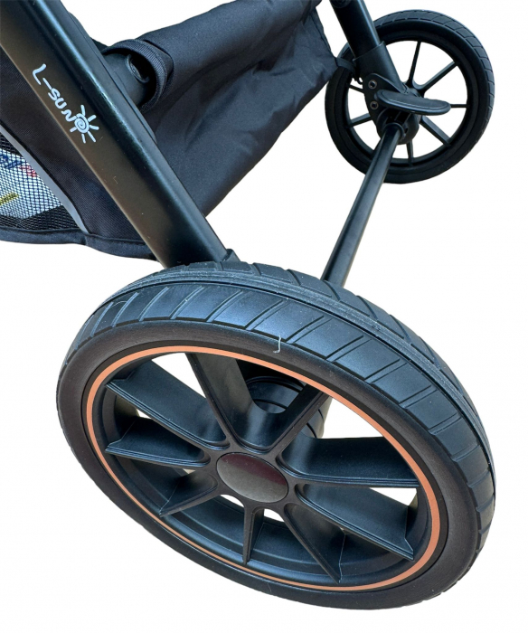 Carucior reversibil pliabil, cu husa picioare, 0-36 luni, C7 Negru [24]