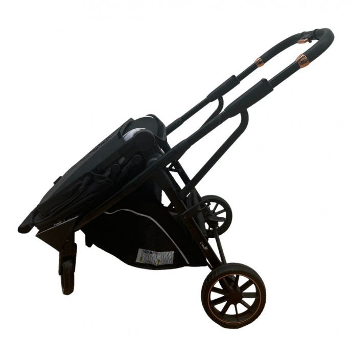 Carucior reversibil pliabil, cu husa picioare, 0-36 luni, C7 Negru cu auriu [20]