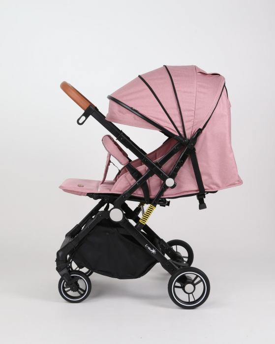 Carucior sport L-Sun, C6, Roz, pliabil tip troller, cu maner reversibil, husa de picioare si gentuta [11]