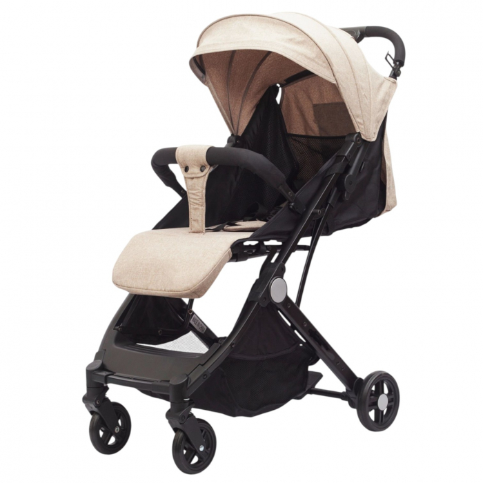 Carucior sport copii, pliere compacta pentru avion, cu sistem troller, C8 crem