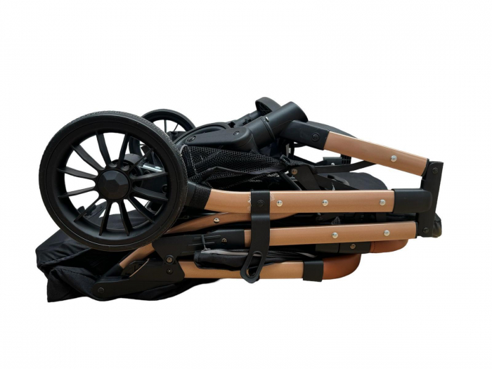 Cărucior sport cu geanta si husă pentru picioare, pliere rapidă tip troller, S2 Negru [14]