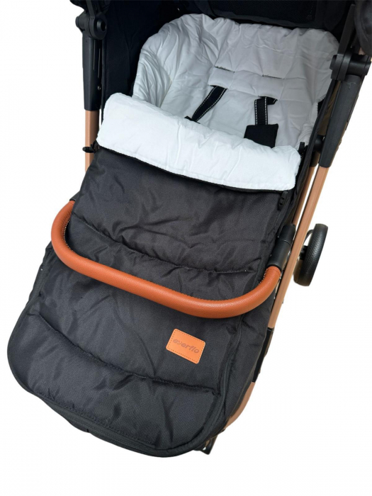 Cărucior sport cu geanta si husă pentru picioare, pliere rapidă tip troller, S2 Negru [8]