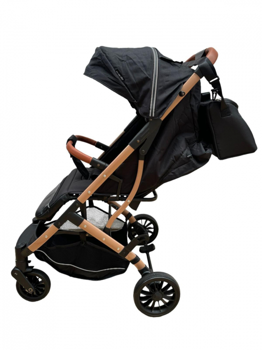 Cărucior sport cu geanta si husă pentru picioare, pliere rapidă tip troller, S2 Negru [5]