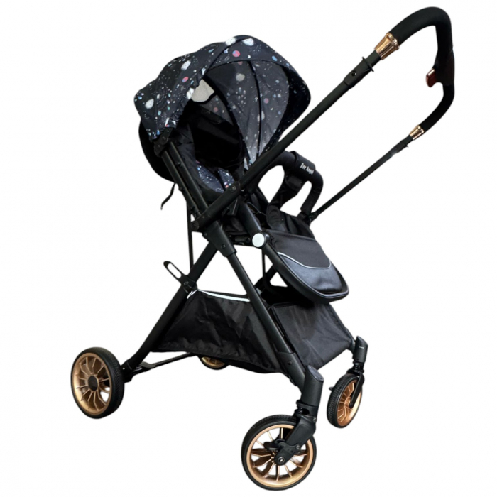 Carucior sport, cu maner reversibil, pliabil si troler, T700 For Angel, Negru cu imprimeu [8]