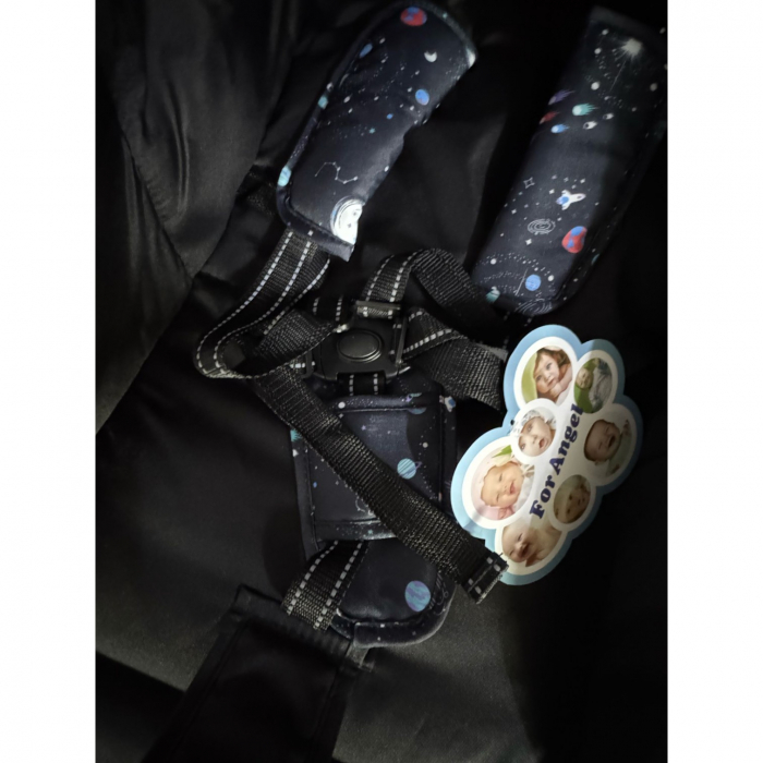 Carucior sport, cu maner reversibil, pliabil si troler, T700 For Angel, Negru cu imprimeu [23]