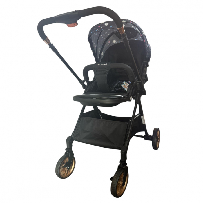 Carucior sport, cu maner reversibil, pliabil si troler, T700 For Angel, Negru cu imprimeu [30]